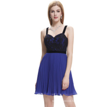 Starzz 2016 New Design Sexy Spaghetti Straps Pleated Blue Chiffon Short Cocktail Dress ST000003-3